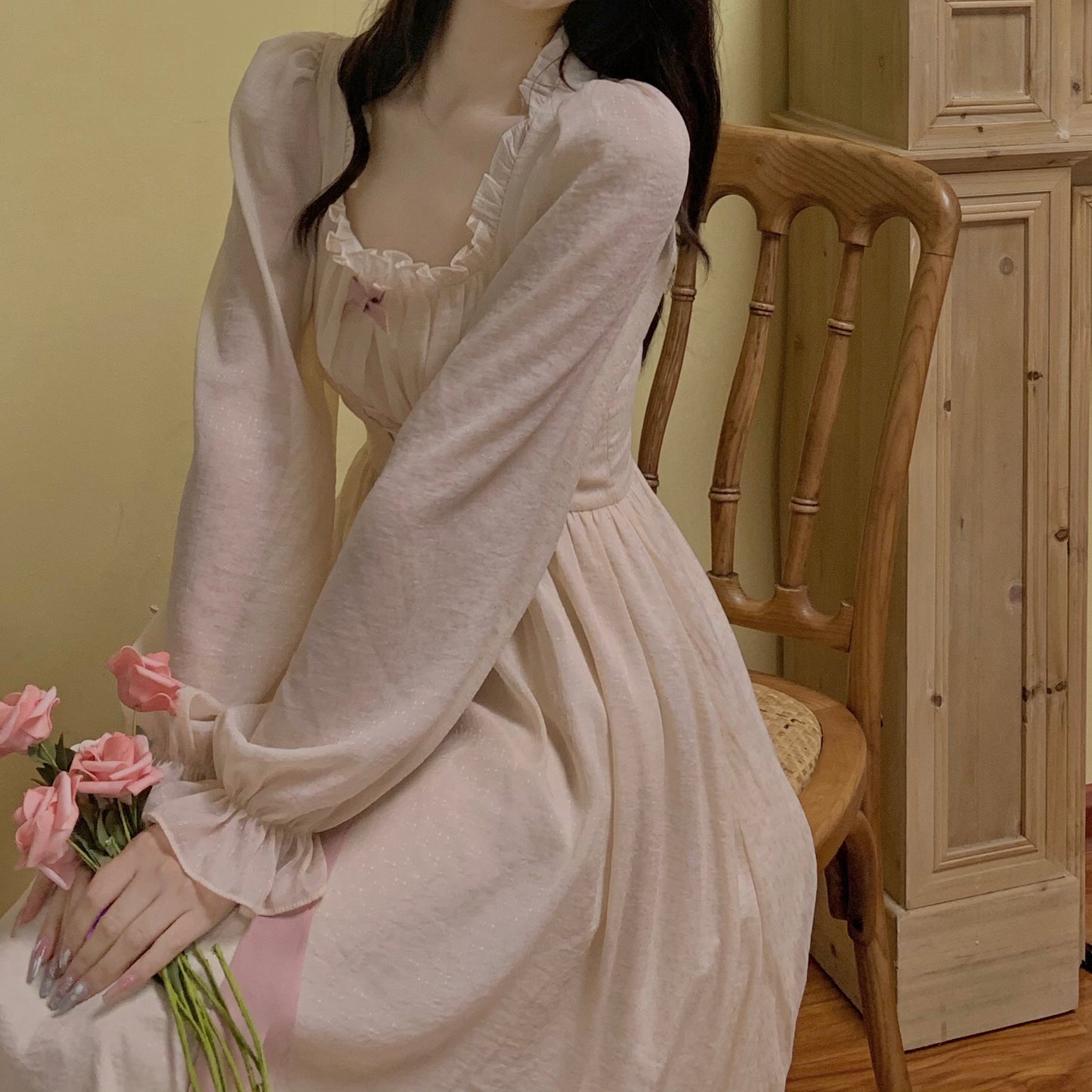 Meadow Corset Midi Dress (White/Pink)