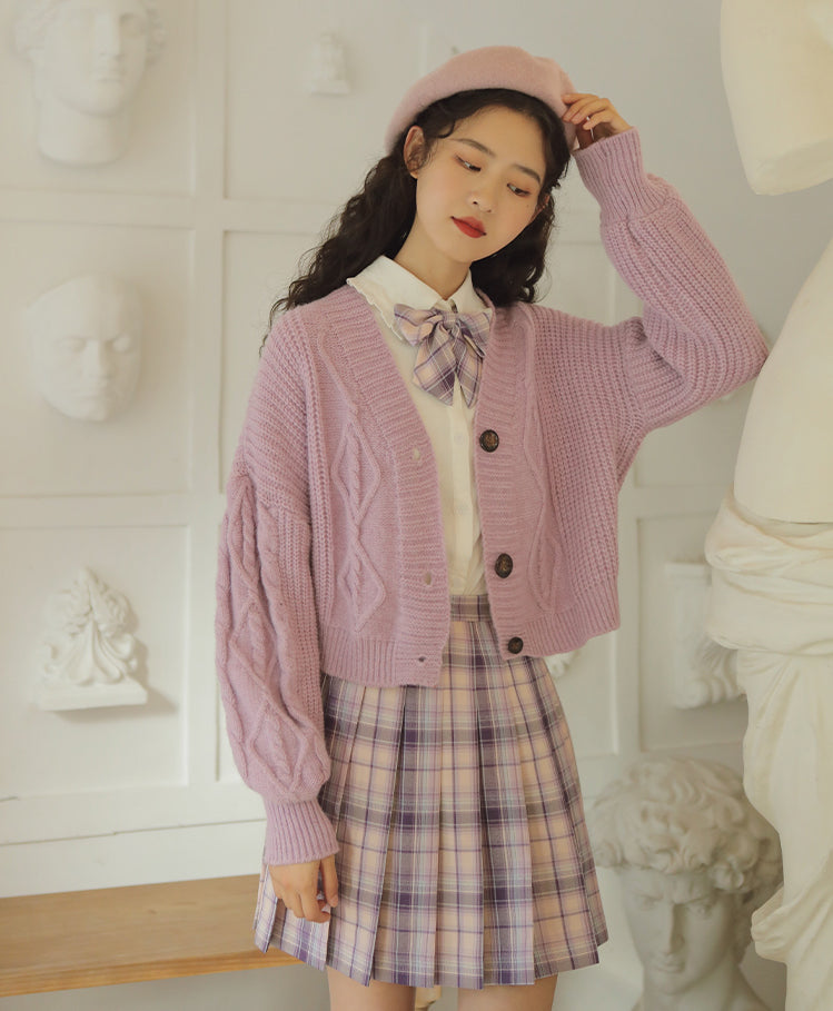 Cropped Cable Knit Cardigan (6 Colors)