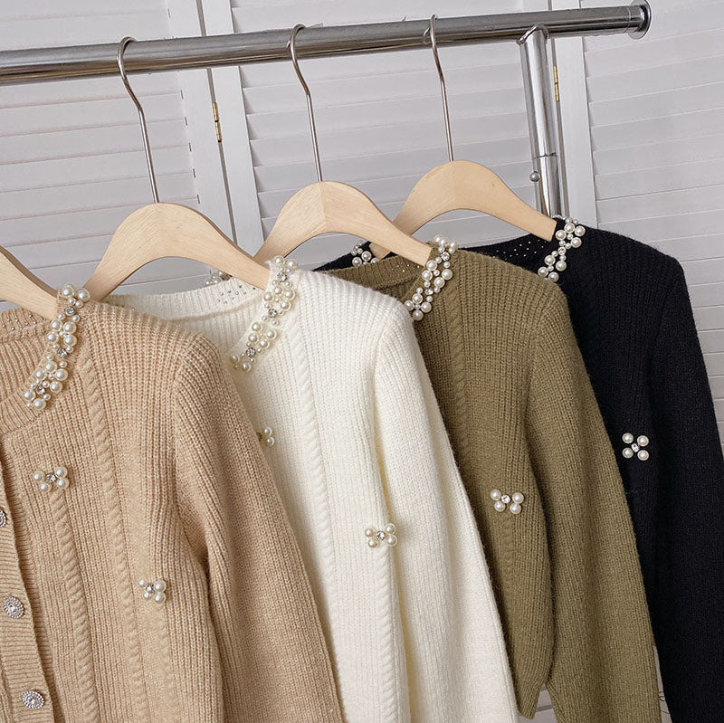 Cropped Pearl Cardigan
