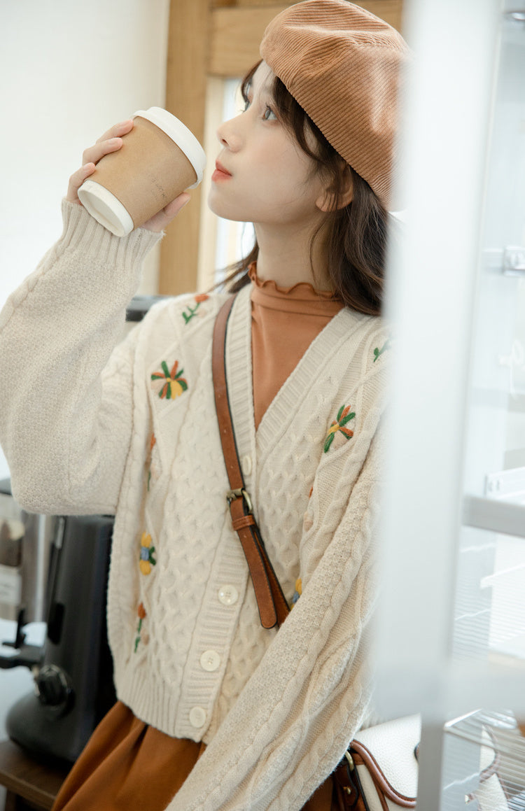 Fall Florals Embroidered Cardigan (3 Colors)