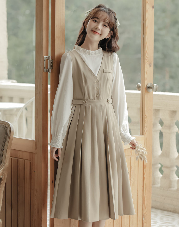 Journalist Midi Pinafore Set (2 Colors)