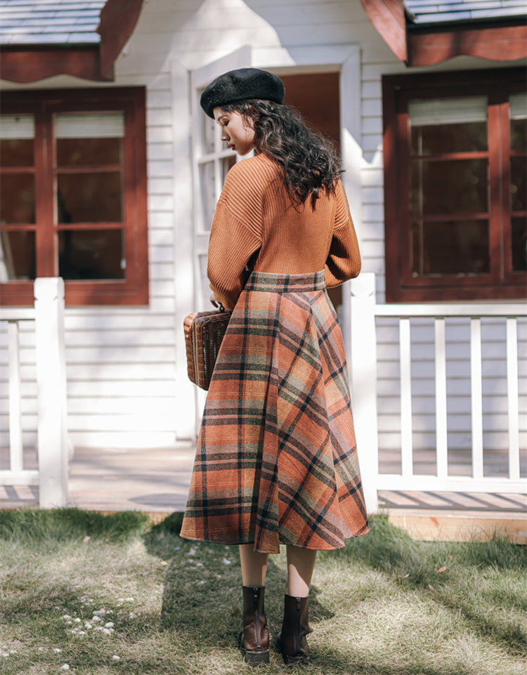 Pumpkin Spice Sweater & Skirt Set (Orange)