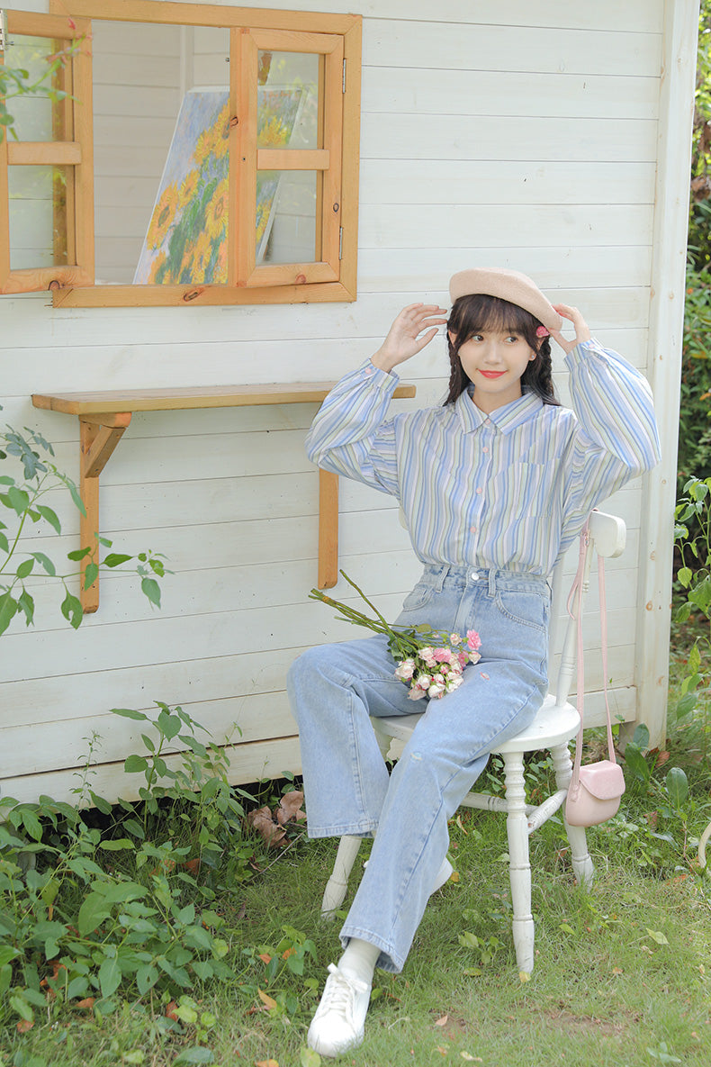 Saturn Embroidered Jeans (Light Denim)