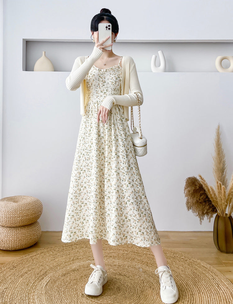 Spring Rose Lace Up Cami Dress (Cream)