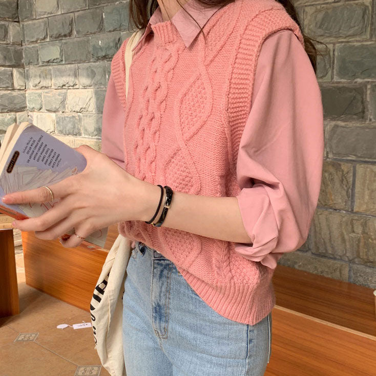 Candy Cable Knit Vest (4 Colors)