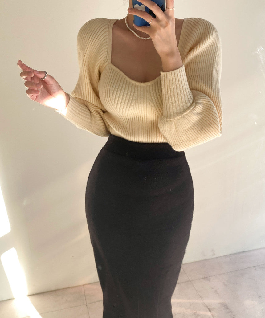 Ribbed Puff Sleeve Cropped Sweater (4 Colors)