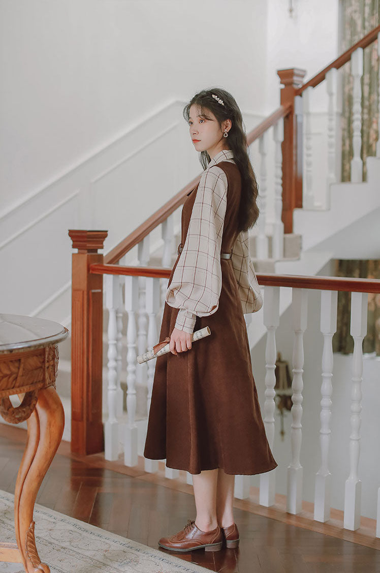 Button Up Suede Pinafore Dress (4 Colors)