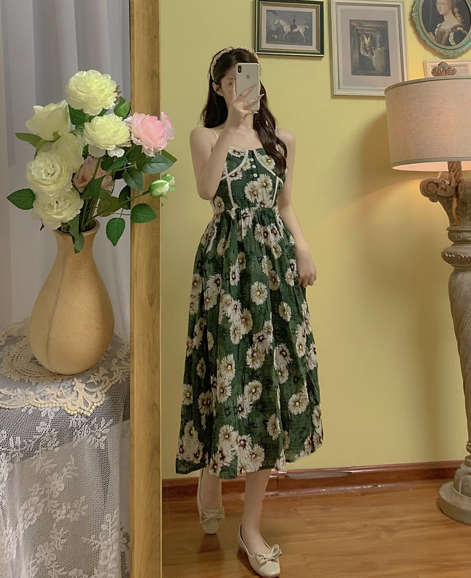 Daisy Cottage Cami Dress (Green)