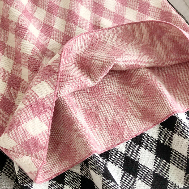 Gingham Diamond Knit Skirt (6 Colors)