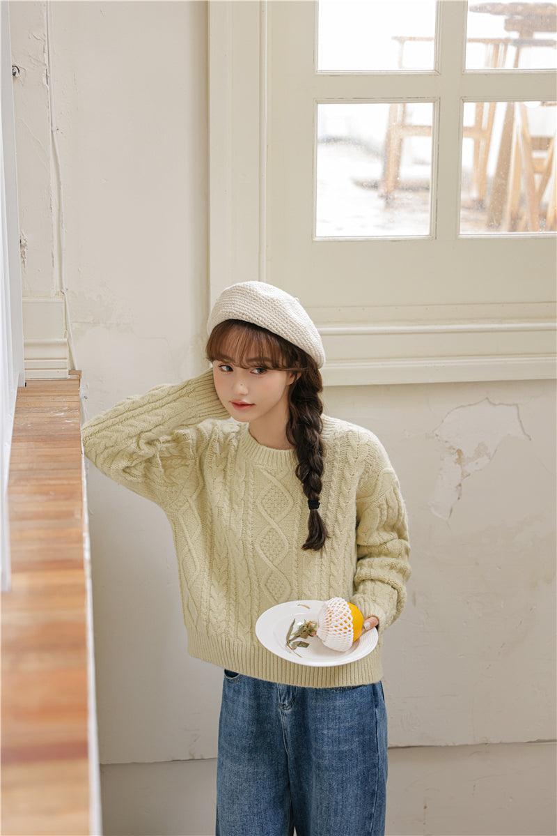 Basic Cable Knit Sweater (6 Colors)