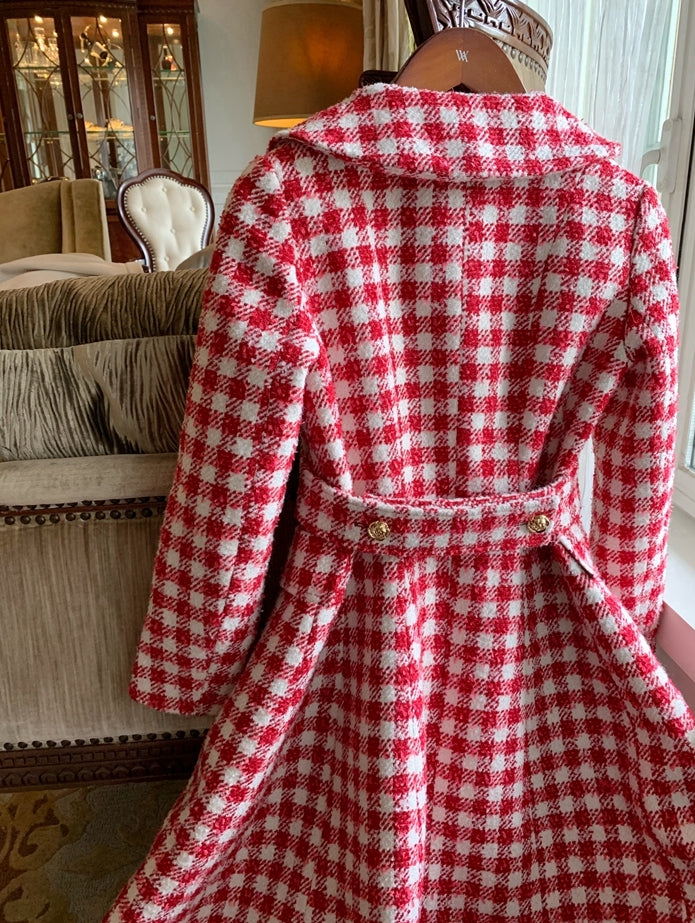 Candy Cane Gingham Dress Coat (Red/White)