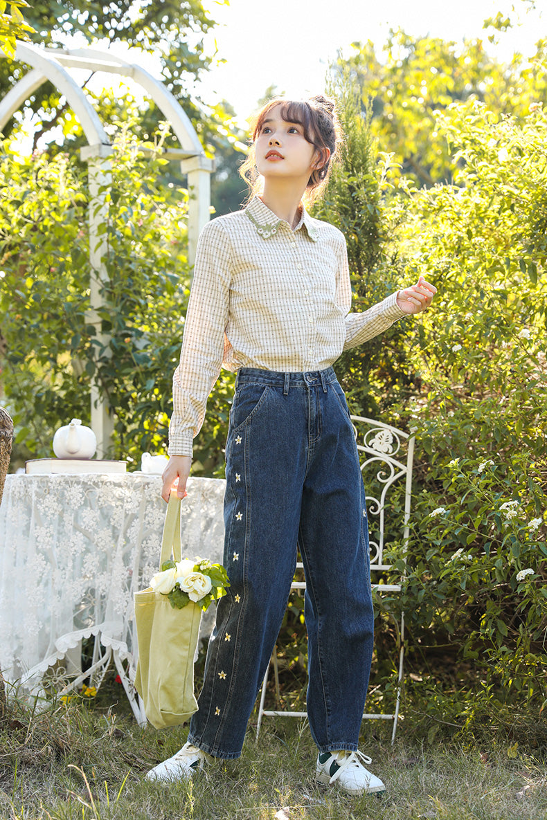 Jasmine Floral Embroidered Jeans (Dark Denim)