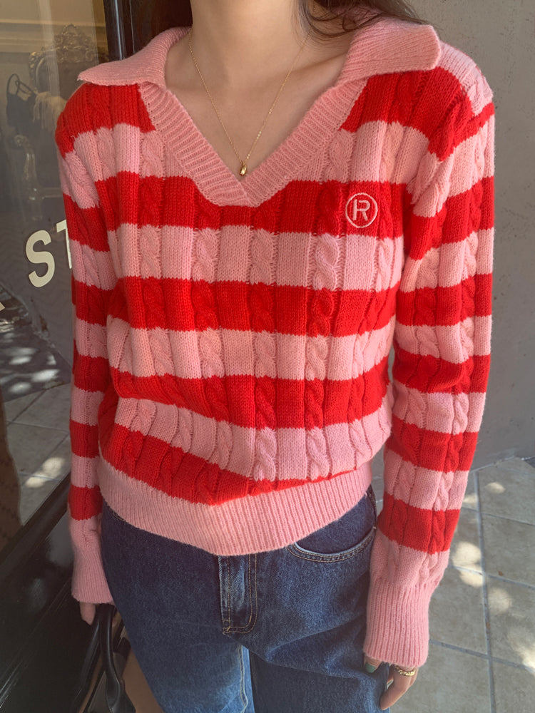 Cable Knit Polo Sweater (6 Colors)