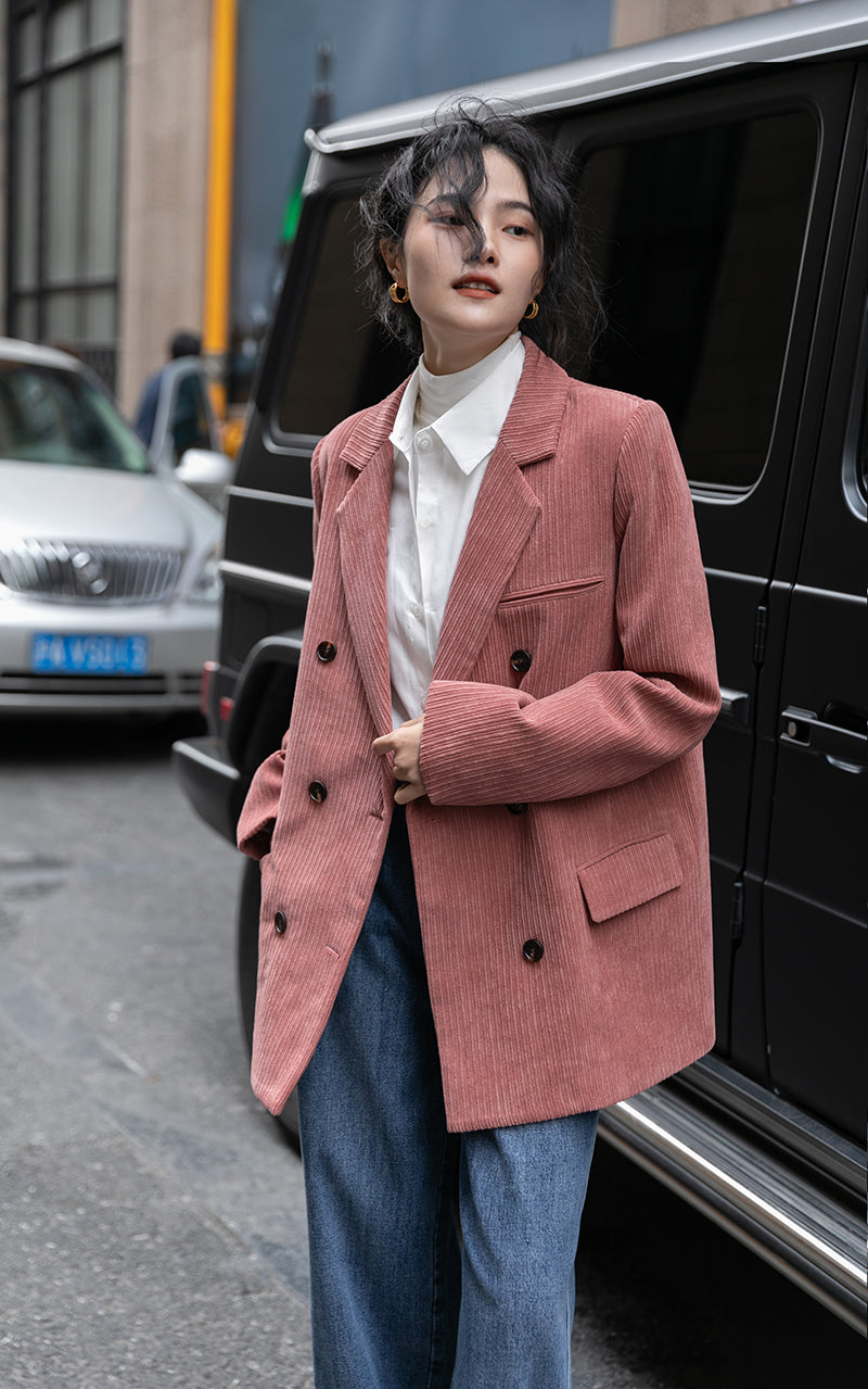 Corduroy Double Breasted Blazer Jacket (7 Colors)