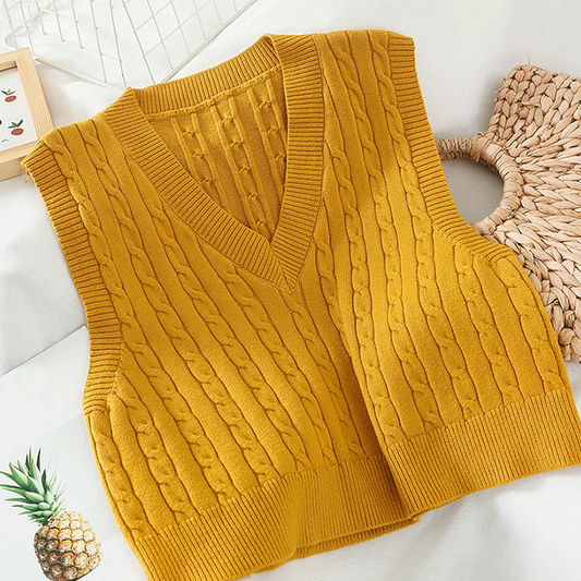 Braided Knit Sweater Vest (6 Colors)