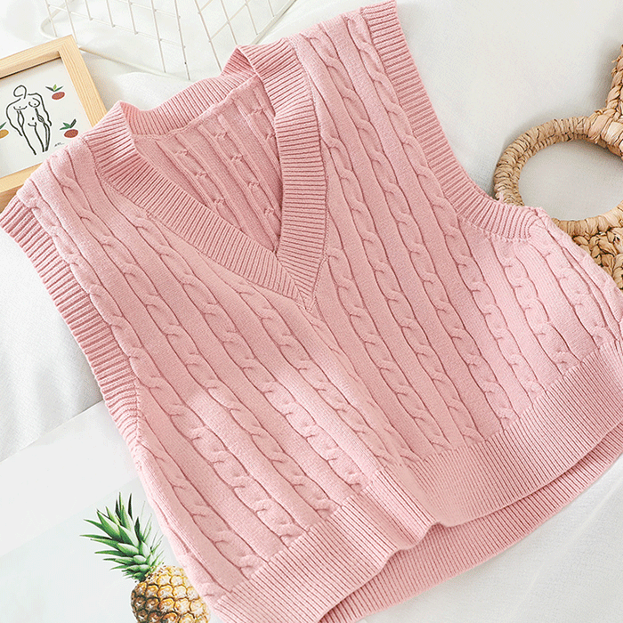 Braided Knit Sweater Vest (6 Colors)