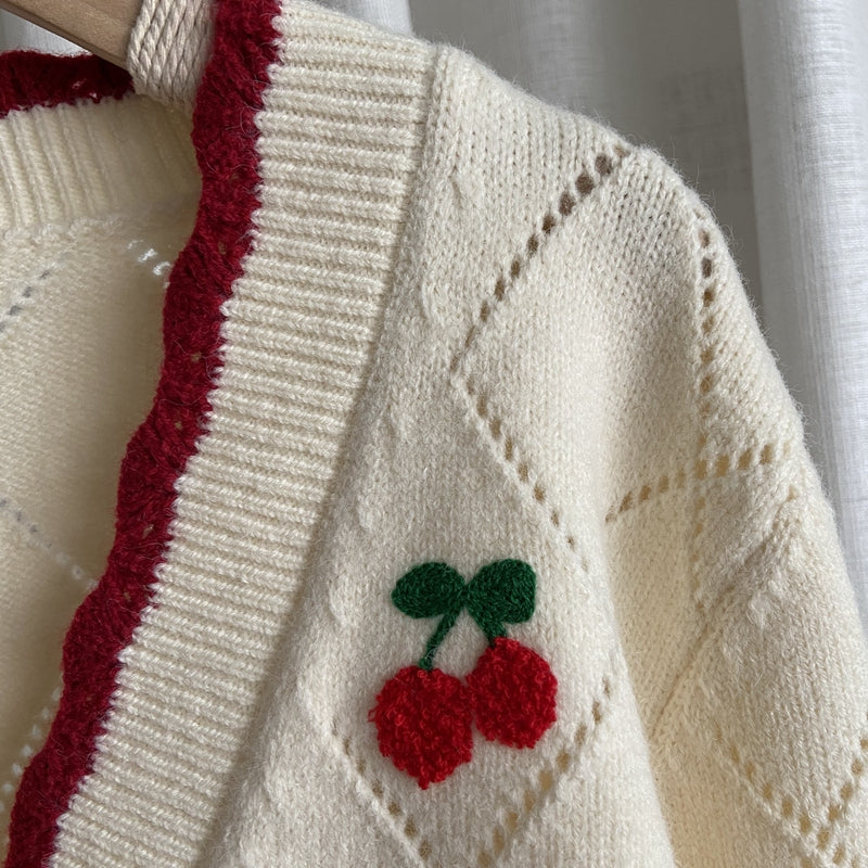 Cherry Diamond Knit Cardigan (3 Colors)