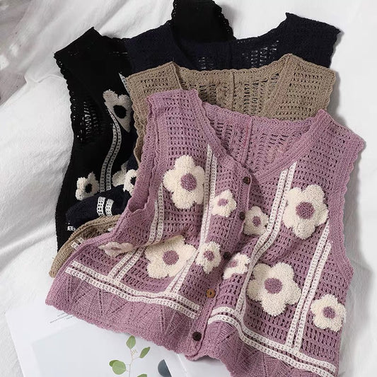 Daisy Crochet Vest (4 Colors)