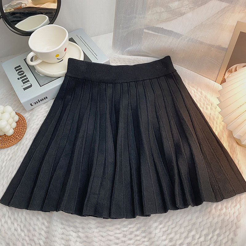 Pleated Knit Mini Skirt (8 Colors)