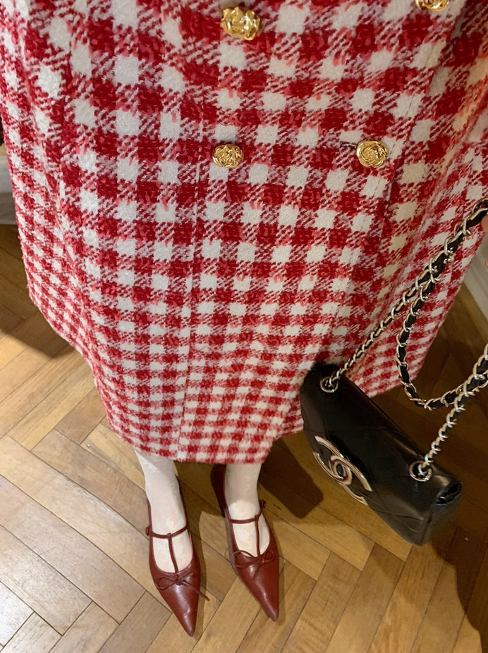 Candy Cane Gingham Dress Coat (Red/White)