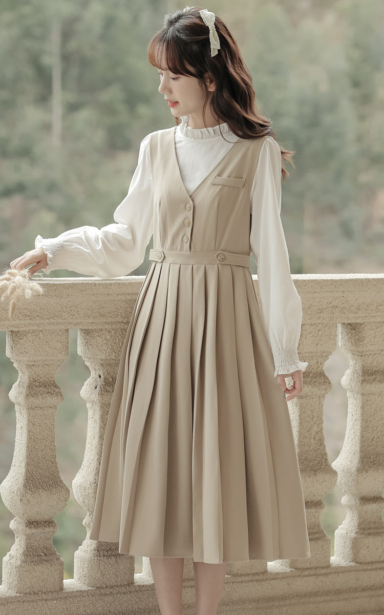 Journalist Midi Pinafore Set (2 Colors)