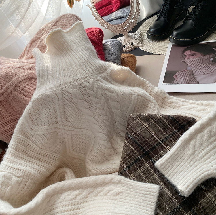 Cable Knit Turtleneck Sweater (5 Colors)