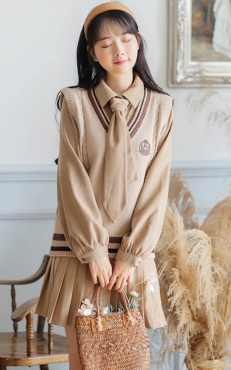 Prep School Vest & Dress Set (3 Colors)