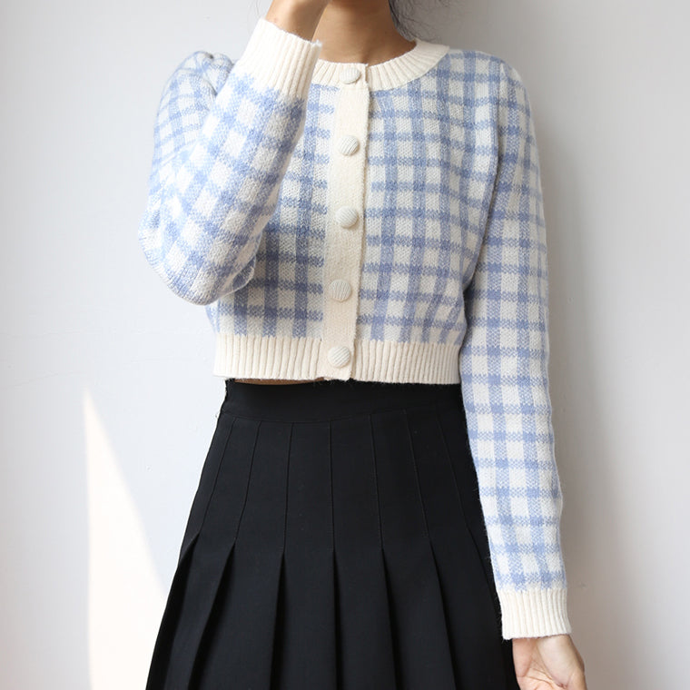 Cropped Gingham Cardigan (5 Colors)