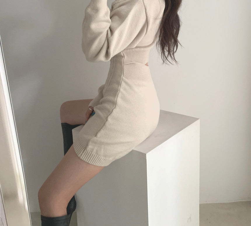 Ribbed Bodycon Mini Sweater Dress (2 Colors)