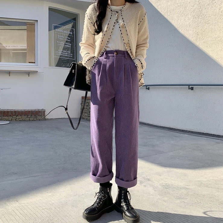 Pleated Corduroy Pants (4 Colors)