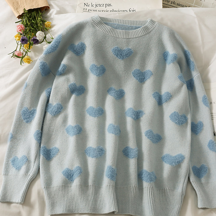 Fuzzy Hearts Sweater (4 Colors)