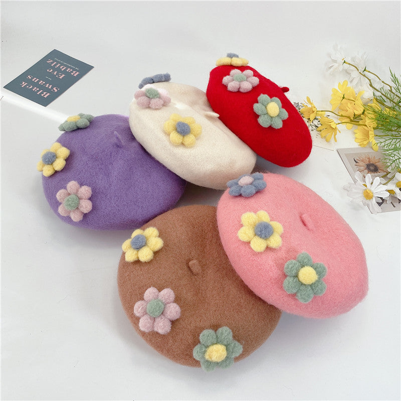 Daisy Pom Pom Beret (10 Colors)