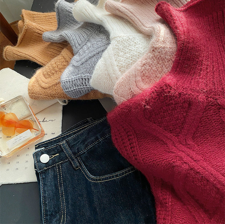 Cable Knit Turtleneck Sweater (5 Colors)