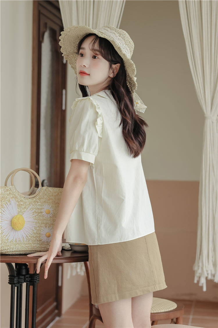Daisy Chain Short Sleeve Blouse (Cream)