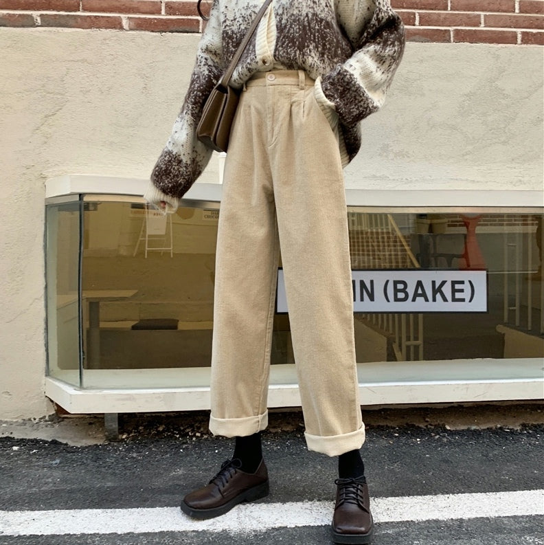 Pleated Corduroy Pants (4 Colors)