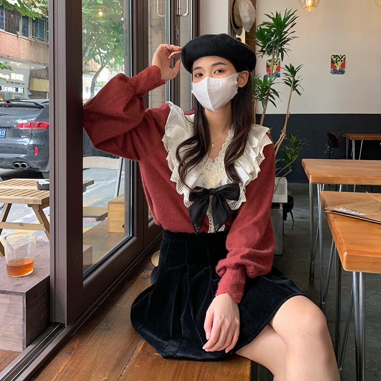 Ruffle Lace Sweater (2 Colors)