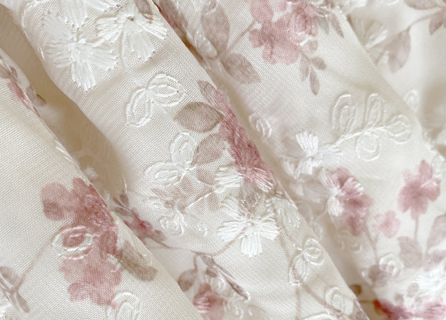 Cherry Blossom Lace Up Dress (White/Pink)
