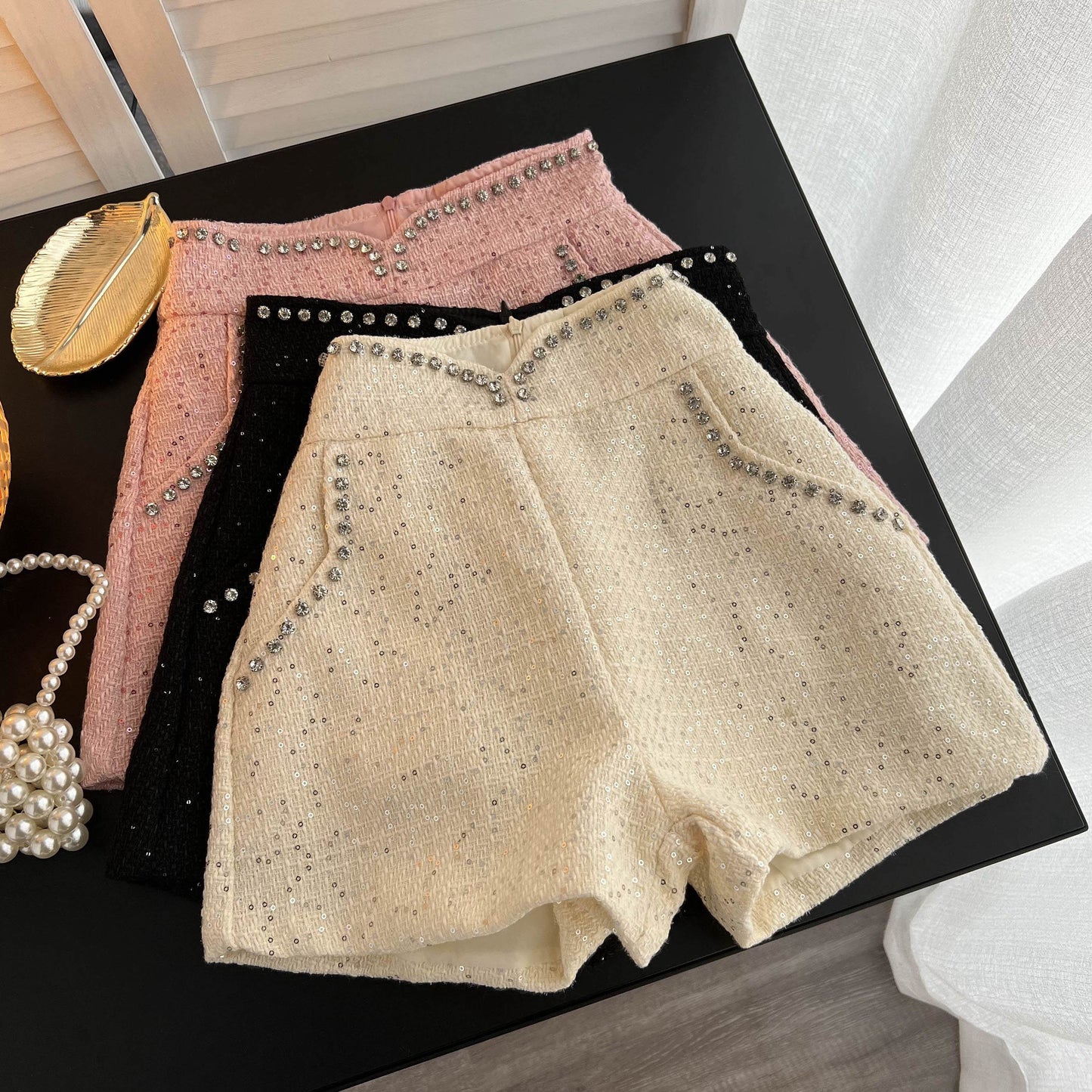 Diamante Tweed Shorts (3 Colors)