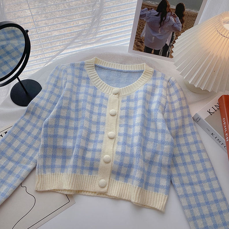 Cropped Gingham Cardigan (5 Colors)