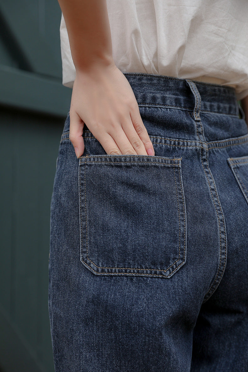 Country Daisy Embroidered Pocket Jeans (Dark Denim)