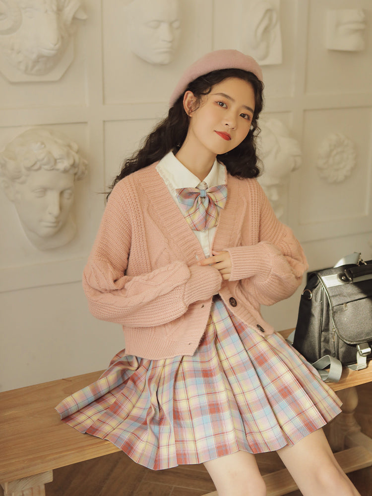 Cropped Cable Knit Cardigan (6 Colors)