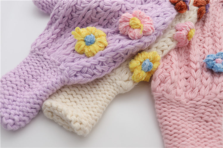 Chunky Knit Daisy Cropped Cardigan (3 Colors)