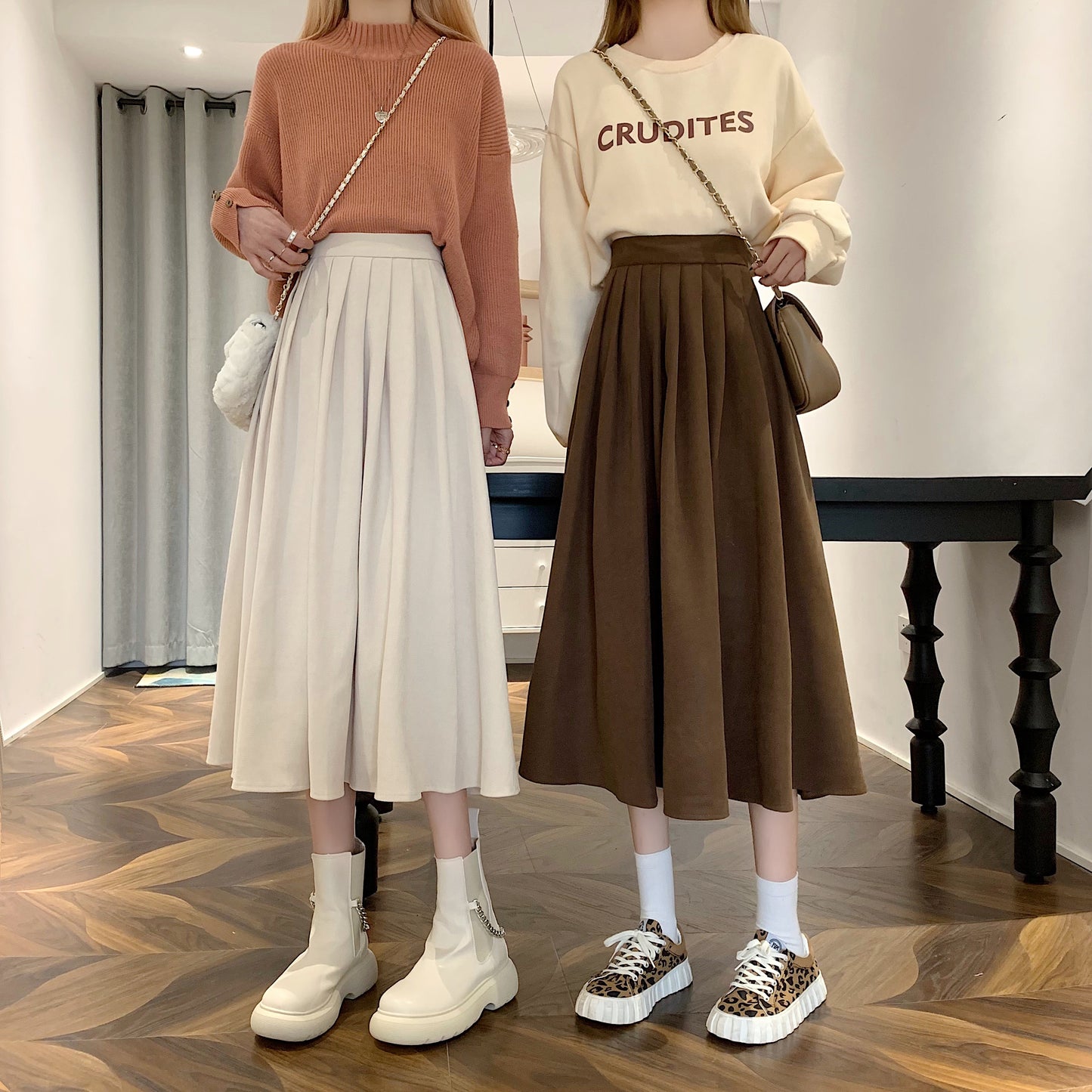Corduroy Suede Midi Skirt (5 Colors)