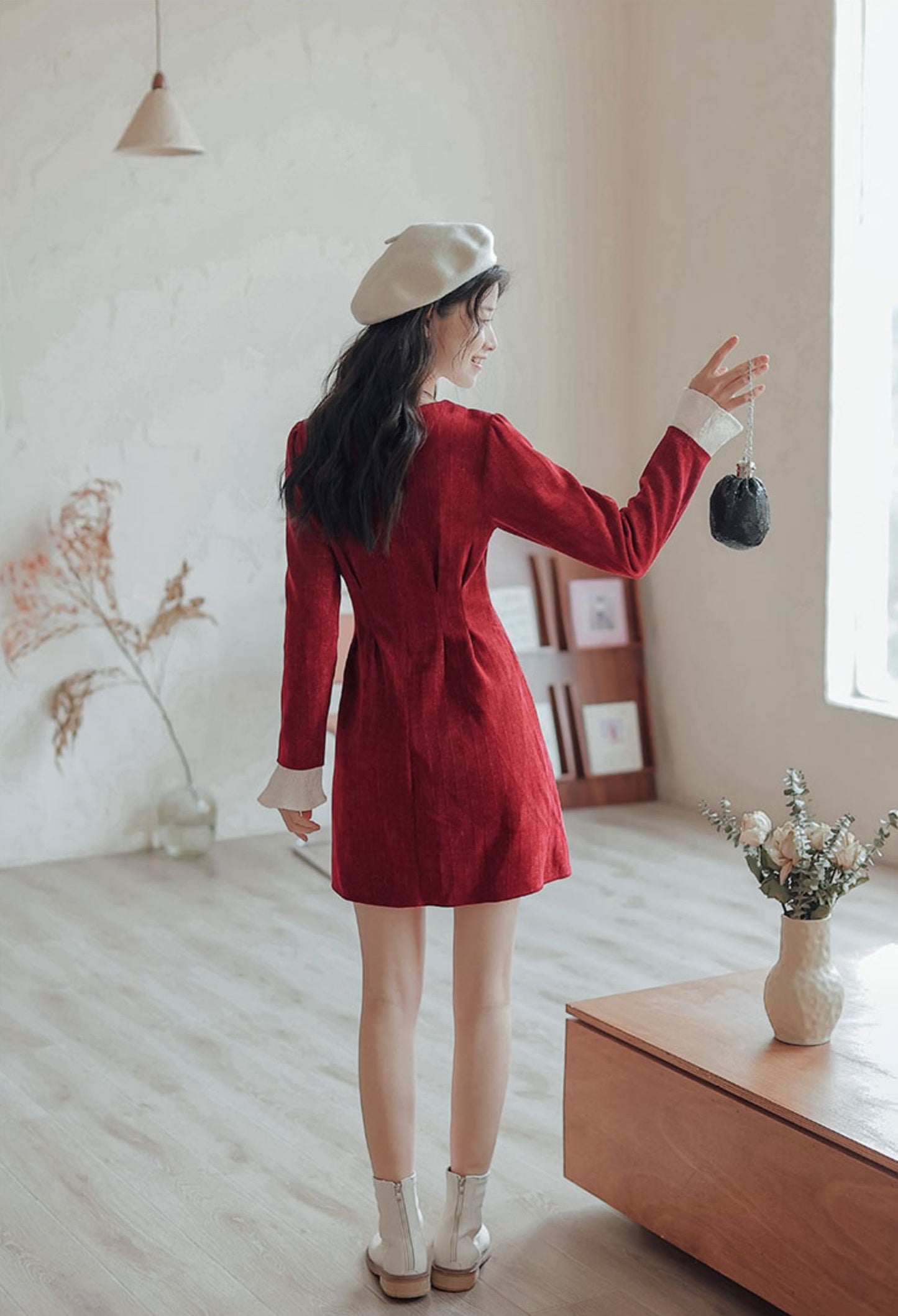 Sweet Bow Peter Pan Knit Dress (4 Colors)