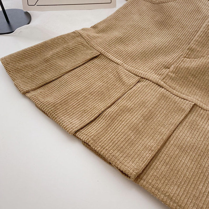 Corduroy Mermaid Pleated Skirt (2 Colors)