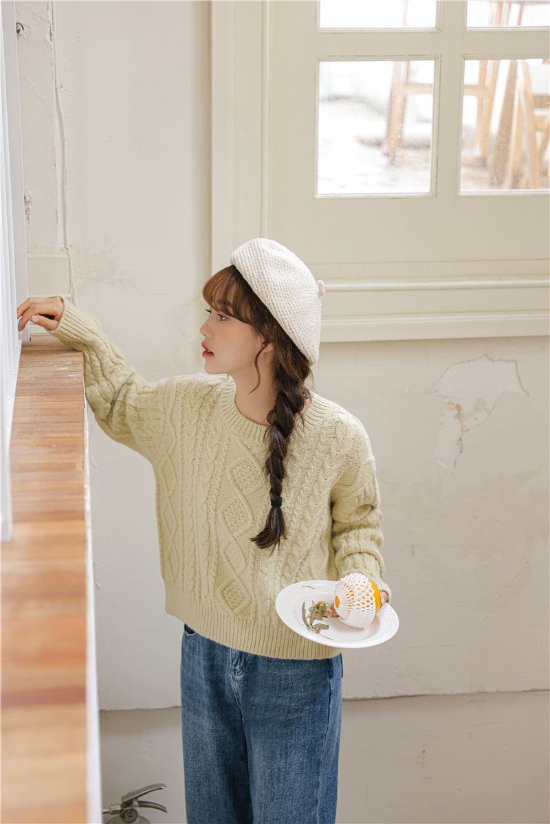 Basic Cable Knit Sweater (6 Colors)