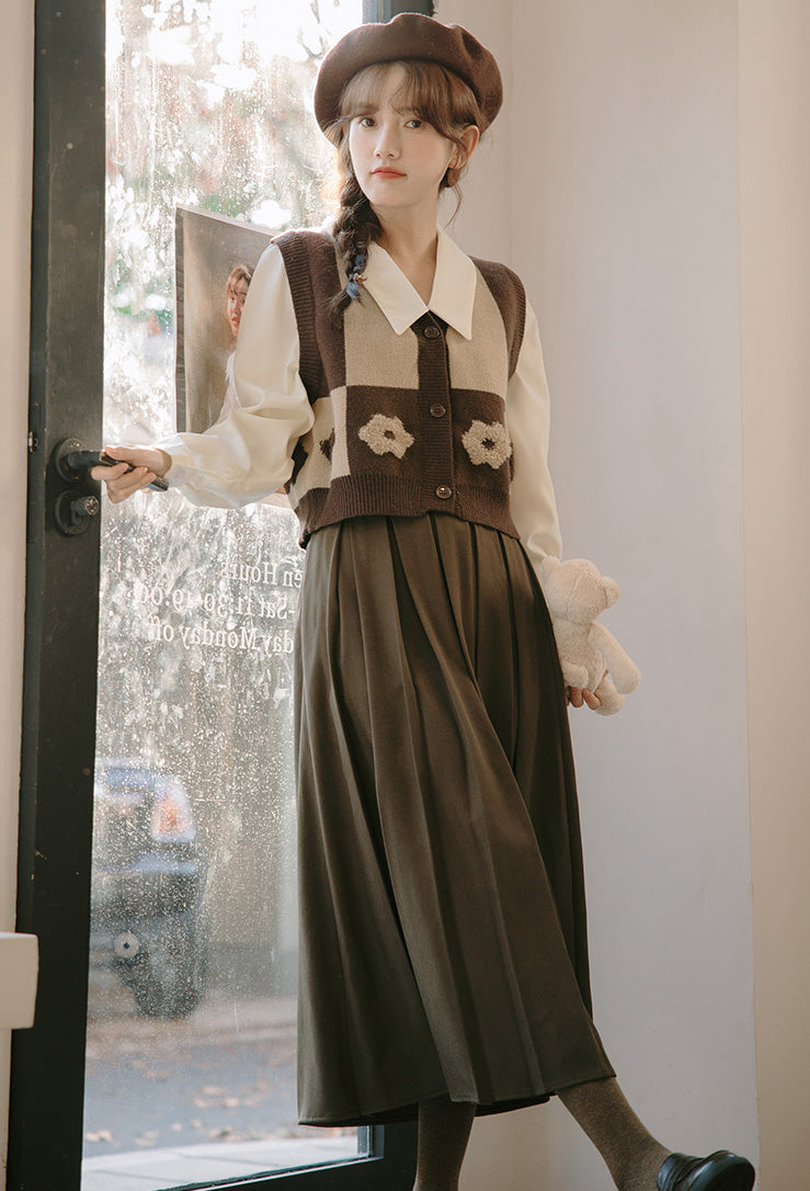Retro Daisy Colorblock Twofer Vest (6 Colors)
