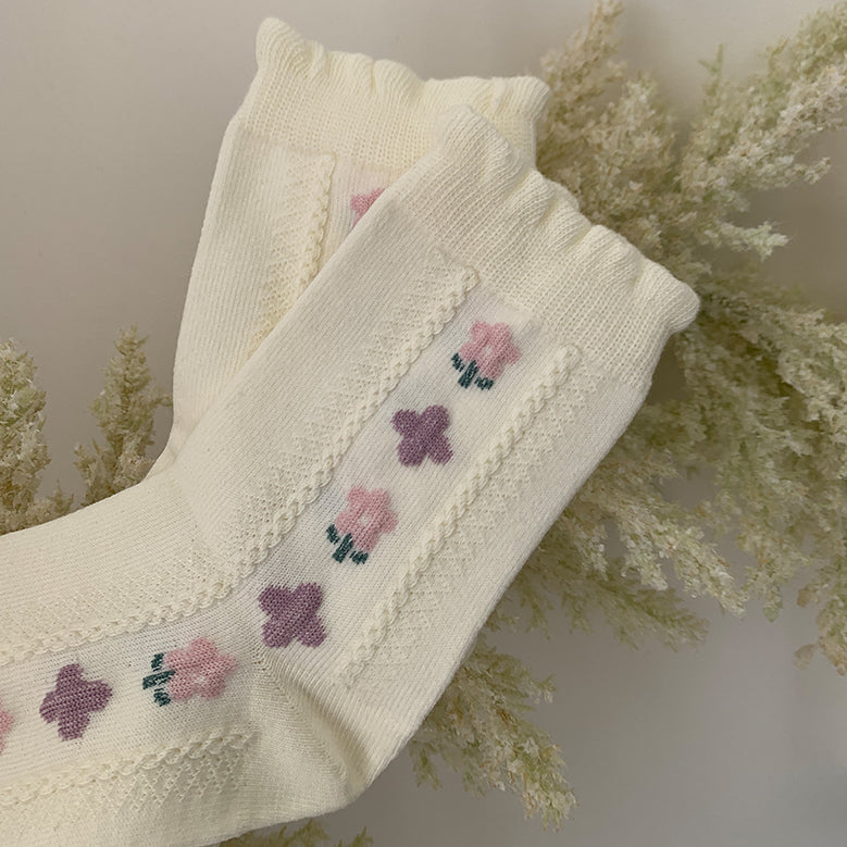 Gingham Rabbit Sock Set (Purple)