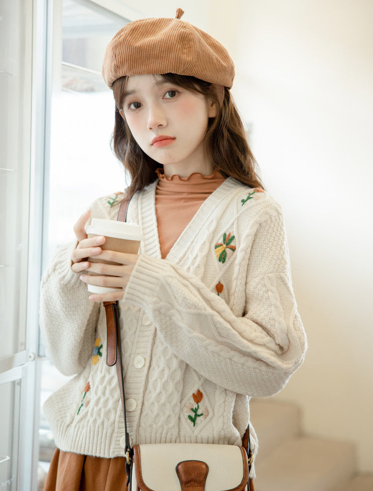 Fall Florals Embroidered Cardigan (3 Colors)