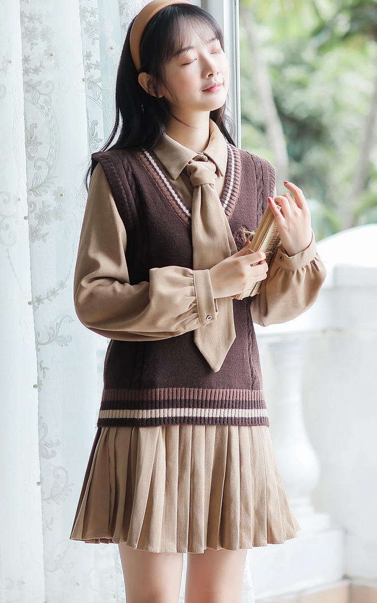 Prep School Vest & Dress Set (3 Colors)